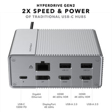 이미지를 갤러리 뷰어에 로드 , HyperDrive Gen2 12-Port USB-C Hub — 2X Speed & Power: Universal USB-C docking station for MacBook, Chromebook, and PC