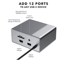 이미지를 갤러리 뷰어에 로드 , HyperDrive Gen2 12-Port USB-C Hub — 2X Speed & Power: Universal USB-C docking station for MacBook, Chromebook, and PC
