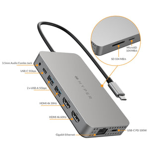 HyperDrive Dual 4K HDMI 10-in-1 USB-C Hub