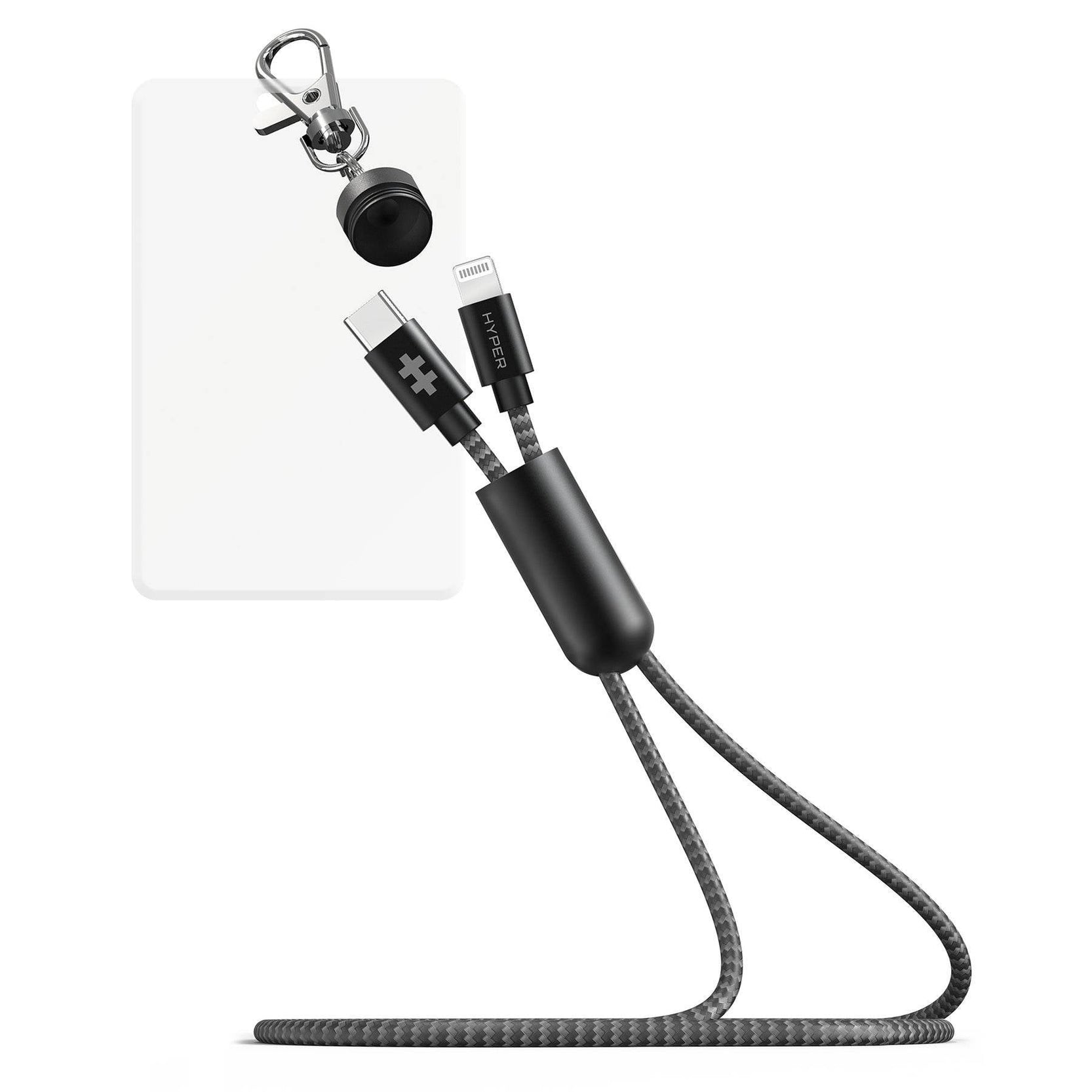 HyperDrive USB-C to Lightning Cable Lanyard (3.3 feet / 1m) — Key cable lanyard for iPhone and iPad is perfect for ID badges and key cards.